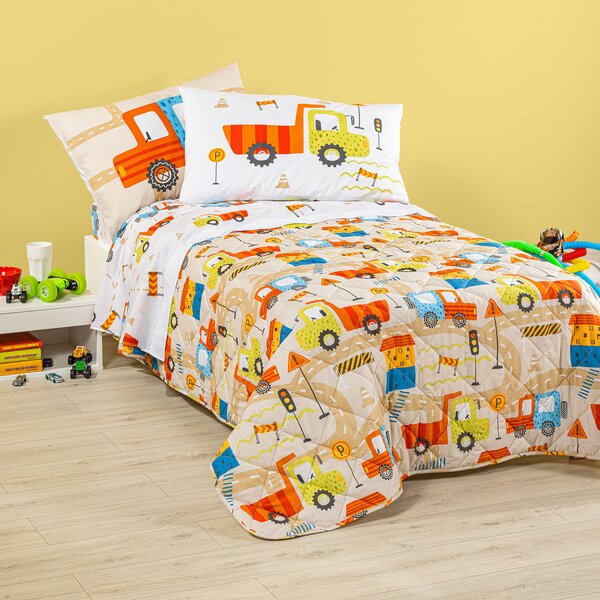 Copriletto Primaverile SINGOLO City Car BEIGE Cotone Caleffi