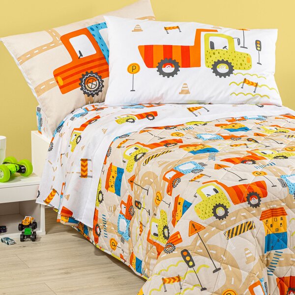 Copriletto Primaverile SINGOLO City Car BEIGE Cotone Caleffi