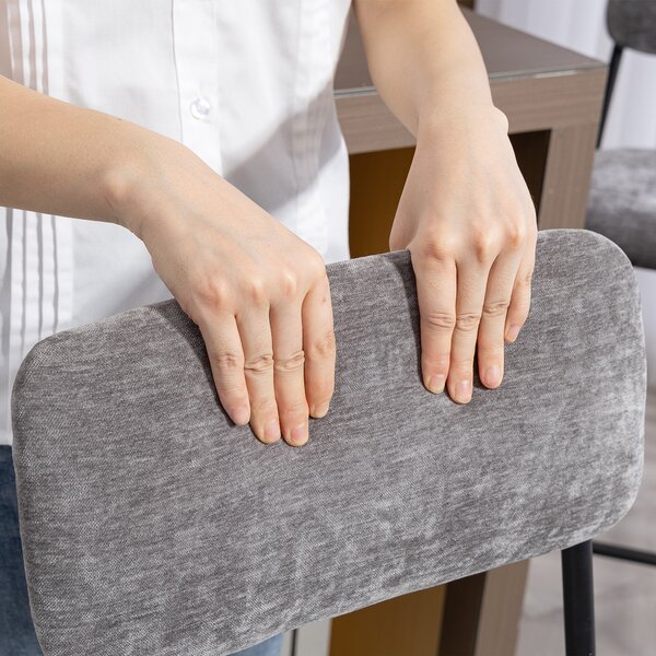 HOMCOM Set da 2 sgabelli da bar in tessuto chenille, sgabelli imbottiti, seduta ampia, schienale alto, 45,5x48x101cm, grigio | Aosom Italy