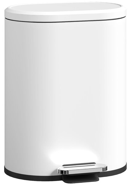HOMCOM Cestino 12L a pedale con coperchio, contenitore interno, funzione Soft-Close, 30 x 25,5 x 37,5 cm, Bianco | Aosom Italy