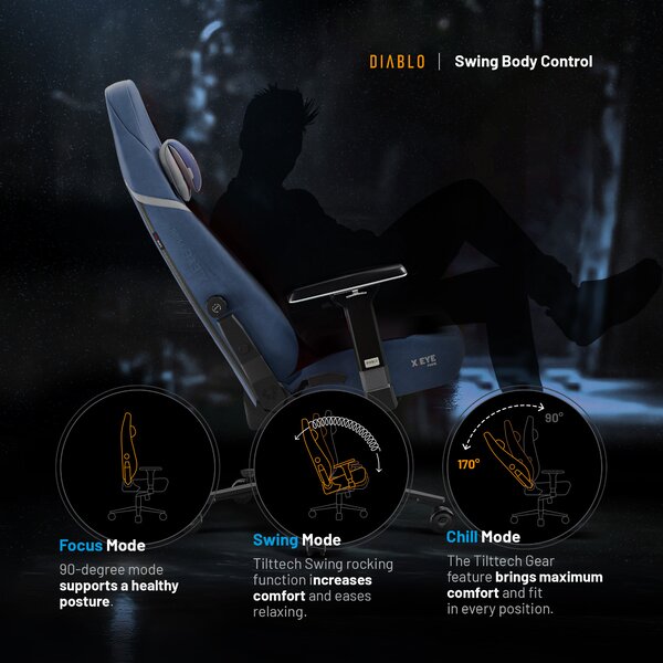 Sedia Gaming In Tessuto Blu Diablo X.Eye Prime Meta Ocean