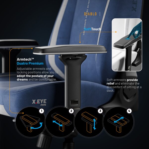 Sedia Gaming In Tessuto Blu Diablo X.Eye Prime Meta Ocean
