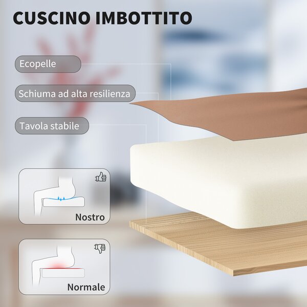 HOMCOM Sedia da Ufficio Reclinabile in Finta Pelle con Poggiapiedi e Rotelle, 65x67x111-119 cm, Marrone | Aosom Italy