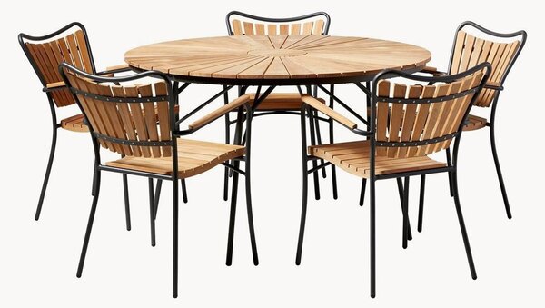 Set da pranzo da giardino in legno di teak Ellen, set da 6