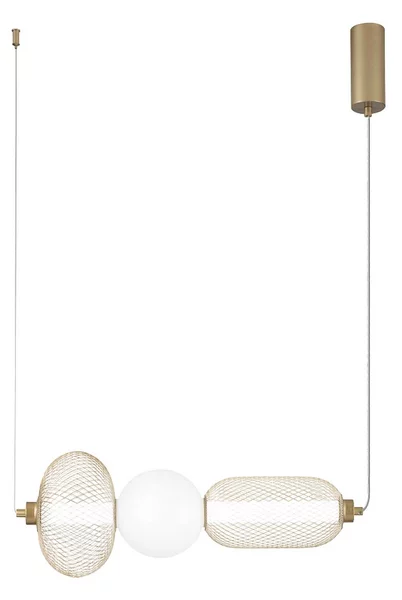 Luce Ambiente Design Lampada LED a sospensione INKAS, altezza 53 cm, vetro/metallo color oro CCT Inkas, Ottone / Oro, Soggiorno / Sala da pranzo, Vetro