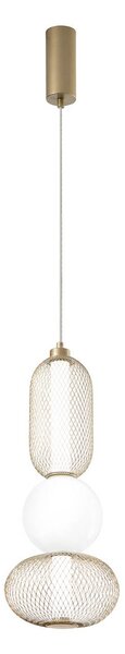 Luce Ambiente Design Lampada LED a sospensione INKAS, altezza 53 cm, vetro/metallo color oro CCT Inkas, Ottone / Oro, Soggiorno / Sala da pranzo, Vetro