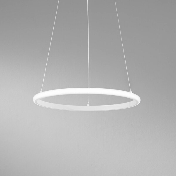 Luce Ambiente Design Lampada LED a sospensione Axis, Ø 40 cm, bianca, metallo, CCT Axis, Bianco / Opale, Soggiorno / Sala da pranzo, Metallo, Moderno
