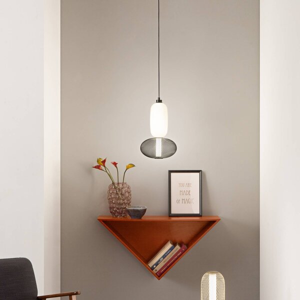 Luce Ambiente Design Lampada LED a sospensione INKAS, altezza 90 cm, nero, vetro/metallo, CCT Inkas, Nero, Soggiorno / Sala da pranzo, Vetro