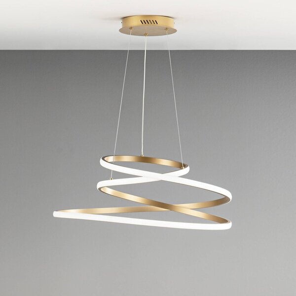 Luce Ambiente Design Lampada LED a sospensione COASTER, color oro, Ø 60 cm, metallo, CCT Coaster, Ottone / Oro, Soggiorno / Sala da pranzo, Alluminio, Moderno