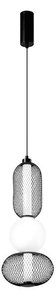 Luce Ambiente Design Lampada LED a sospensione INKAS, altezza 53 cm, nero, vetro/metallo, CCT Inkas, Nero, Soggiorno / Sala da pranzo, Vetro