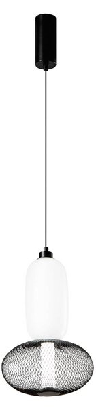 Luce Ambiente Design Lampada LED a sospensione INKAS, altezza 41 cm, nero, vetro/metallo, CCT Inkas, Nero, Soggiorno / Sala da pranzo, Vetro