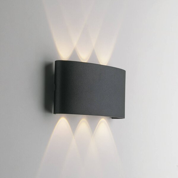 INTEC Applique da esterni a LED Betle, Nero, Alluminio, Moderno, Applique LED da esterni
