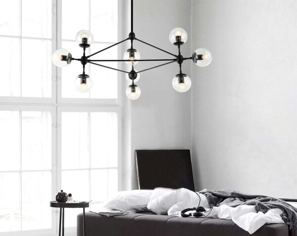 Open Design OR80094 - Lampadario a stelo BAO 10xE27/8W/230V nero