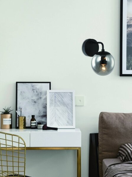Open Design OR81411 - Lampada da parete BAO 1xE27/8W/230V nera/grigio fumé