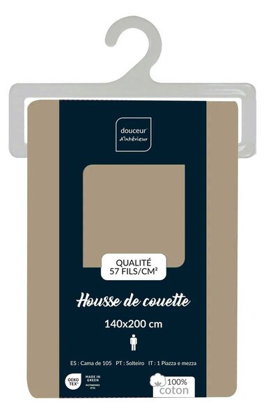 Biancheria in cotone marrone chiaro per letto singolo 140x200 cm Lina - douceur d'intérieur