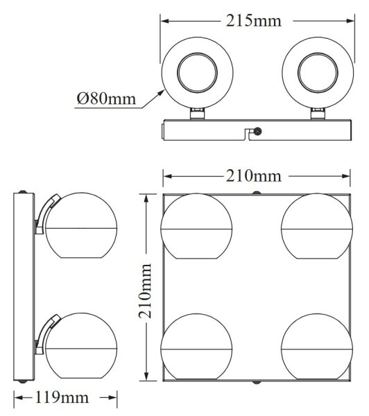 Osram - Faretto SPOT SPHERAL 4xGU10/6W/230V nero
