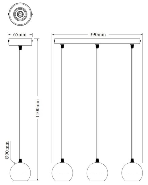 Osram - Lampada a sospensione con cavo SPOT SPHERAL 3xGU10/6W/230V nera