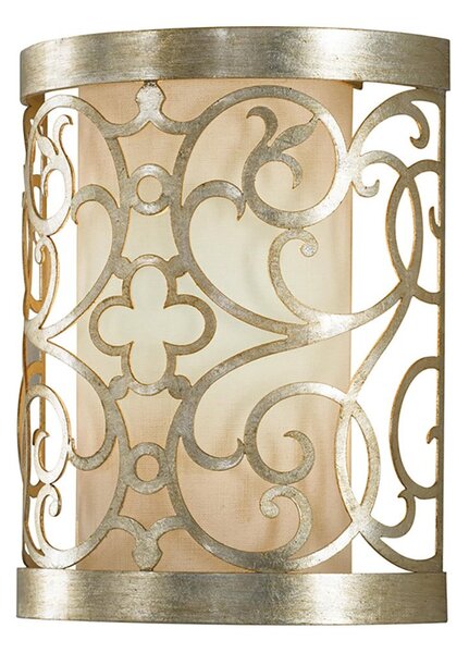 Applique Contemporanea Arabesque Acciaio Foglia Argento Vetro 1 Luce E14