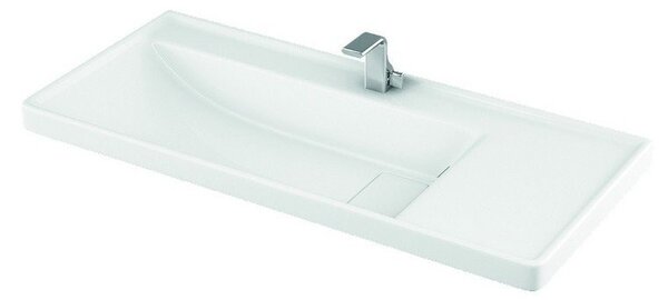 Kamalu lavabo sospeso in ceramica bianco lucido 100cm litos-tt81