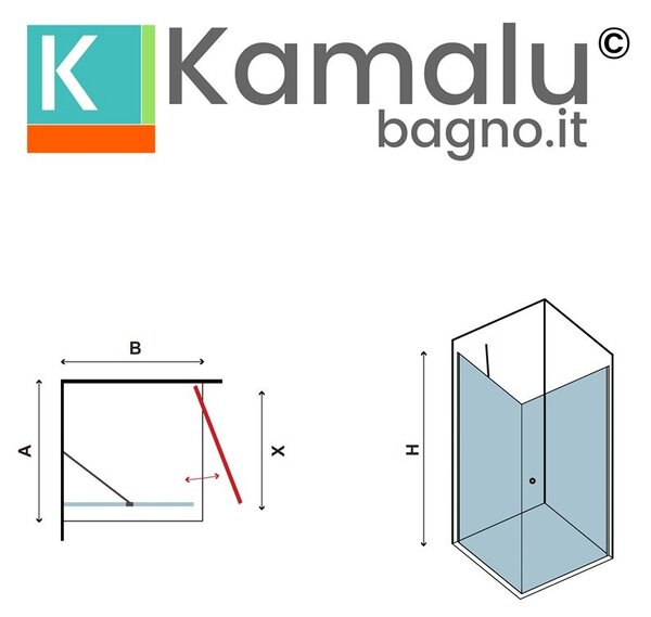 Kamalu box doccia 80x80 porta battente ks2800s