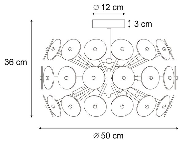 Lampada da soffitto Art Déco nera con vetro fumé - Atomic