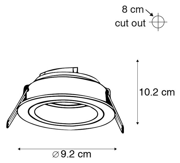 Set di 6 faretti da incasso moderni neri 9,2 cm ruotabili e inclinabili - Chuck