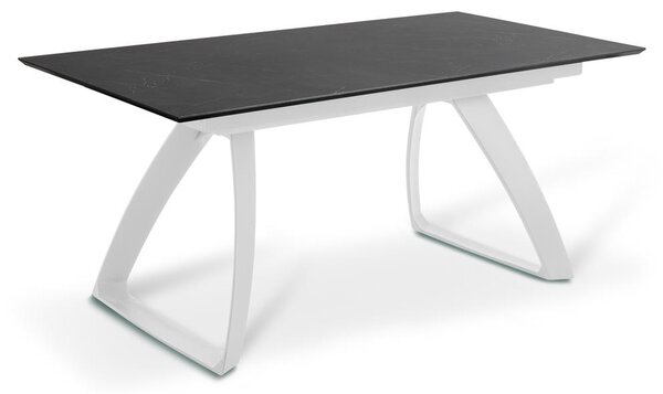 E-STYLO Tavolo Allungabile Top in HPL su MDF Gambe in alluminio pressofuso Allunghe interne in HPL su MDF,90cm X 170/270cm H. 76cm,Top: nero gambe: bianco