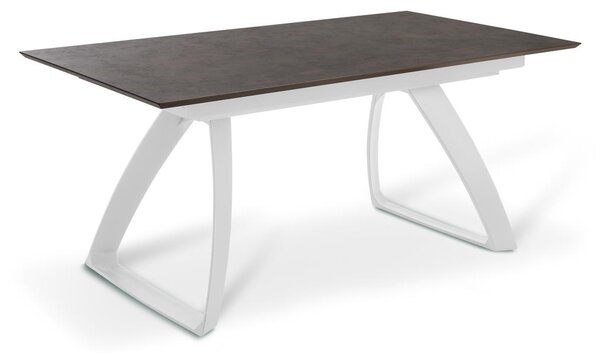 E-STYLO Tavolo Allungabile Top in HPL su MDF Gambe in alluminio pressofuso Allunghe interne in HPL su MDF,90cm X 170/270cm H. 76cm,Top: ruggine gambe: bianco