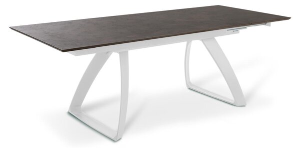 E-STYLO Tavolo Allungabile Top in HPL su MDF Gambe in alluminio pressofuso Allunghe interne in HPL su MDF,90cm X 170/270cm H. 76cm,Top: ruggine gambe: bianco