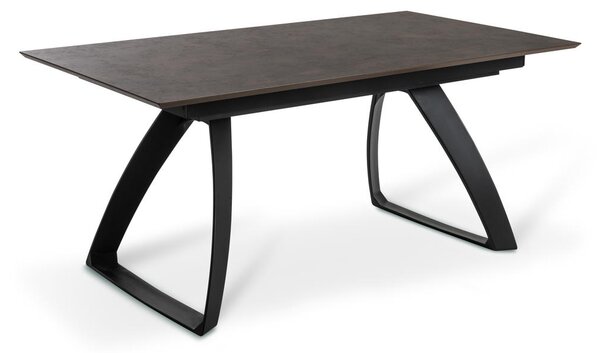 E-STYLO Tavolo Allungabile Top in HPL su MDF Gambe in metallo verniciato Allunghe interne in HPL su MDF,90cm X 170/270cm H. 76cm,Top: marmo ruggine gambe: nero