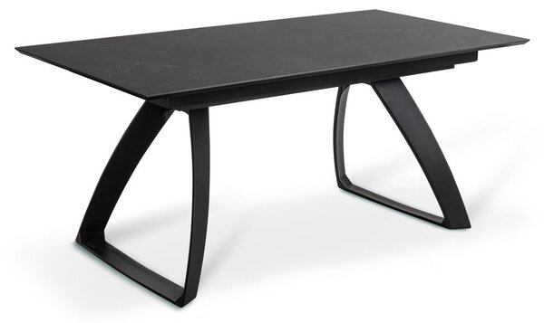 E-STYLO Tavolo Allungabile Top in HPL su MDF Gambe in metallo verniciato Allunghe interne in HPL su MDF,90cm X 170/270cm H. 76cm,Top: marmo nero gambe: nero