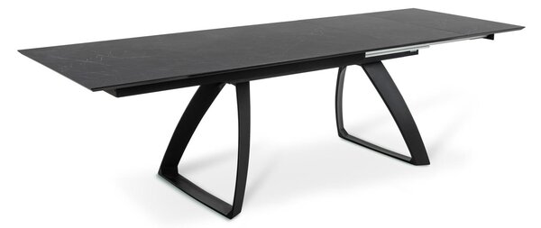E-STYLO Tavolo Allungabile Top in HPL su MDF Gambe in metallo verniciato Allunghe interne in HPL su MDF,90cm X 170/270cm H. 76cm,Top: marmo nero gambe: nero