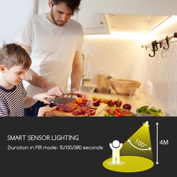 Aigostar - Striscia LED dimmerabile con sensore 1m LED/2W/4xAAA 3000K IP65