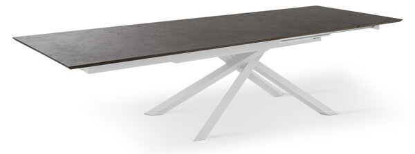 E-STYLO Tavolo allungabile Top in HPL su MDF Allunghe HPL su MDF Gambe in alluminio,90cm X 170/270cm H. 76cm,Top: ruggine gambe: bianco