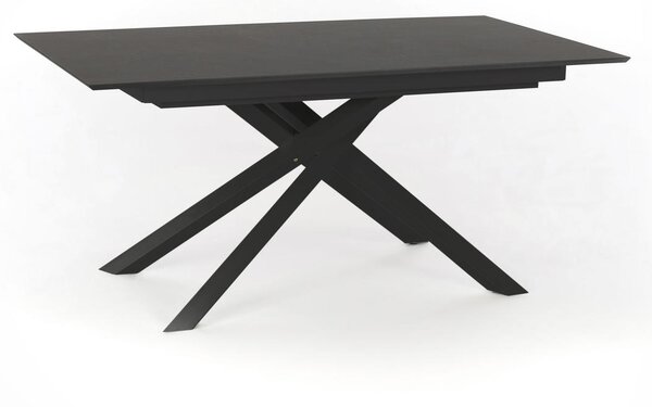 E-STYLO Tavolo Allungabile Top in HPL su MDF Gambe in metallo verniciato Allunghe interne in HPL su MDF,90cm X 170/270cm H. 76cm,Top: grigio scuro allunghe: grigio scuro gambe: nero