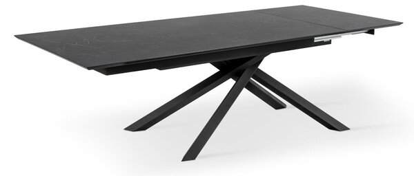E-STYLO Tavolo Allungabile Top in HPL su MDF Gambe in metallo verniciato Allunghe interne in HPL su MDF,90cm X 170/270cm H. 76cm,Top: marmo nero gambe: nero