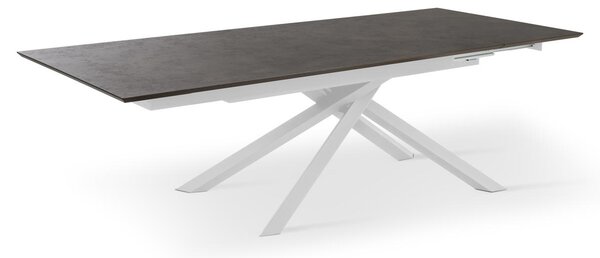 E-STYLO Tavolo allungabile Top in HPL su MDF Allunghe HPL su MDF Gambe in alluminio,90cm X 170/270cm H. 76cm,Top: ruggine gambe: bianco