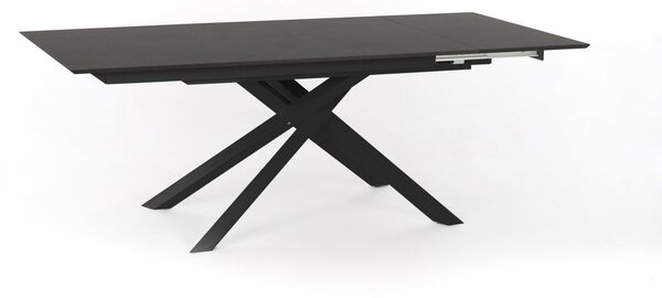 E-STYLO Tavolo Allungabile Top in HPL su MDF Gambe in metallo verniciato Allunghe interne in HPL su MDF,90cm X 170/270cm H. 76cm,Top: grigio scuro allunghe: grigio scuro gambe: nero