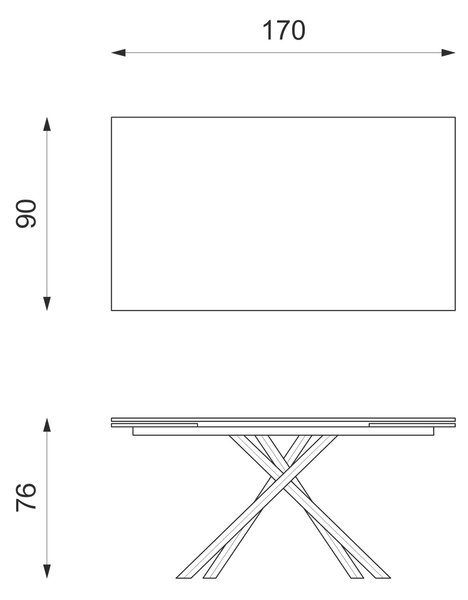 E-STYLO Tavolo Allungabile Top in HPL su MDF Gambe in metallo verniciato Allunghe interne in HPL su MDF,90cm X 170/270cm H. 76cm,Top: marmo calacatta allunghe: marmo calacatta gambe: bianco