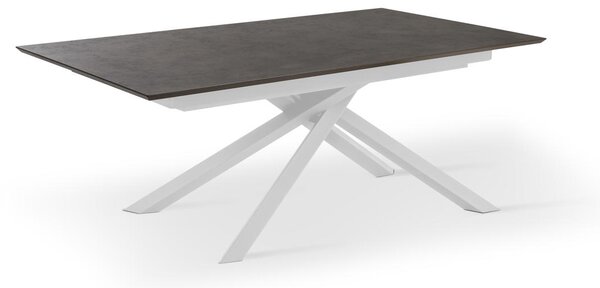 E-STYLO Tavolo allungabile Top in HPL su MDF Allunghe HPL su MDF Gambe in alluminio,90cm X 170/270cm H. 76cm,Top: ruggine gambe: bianco