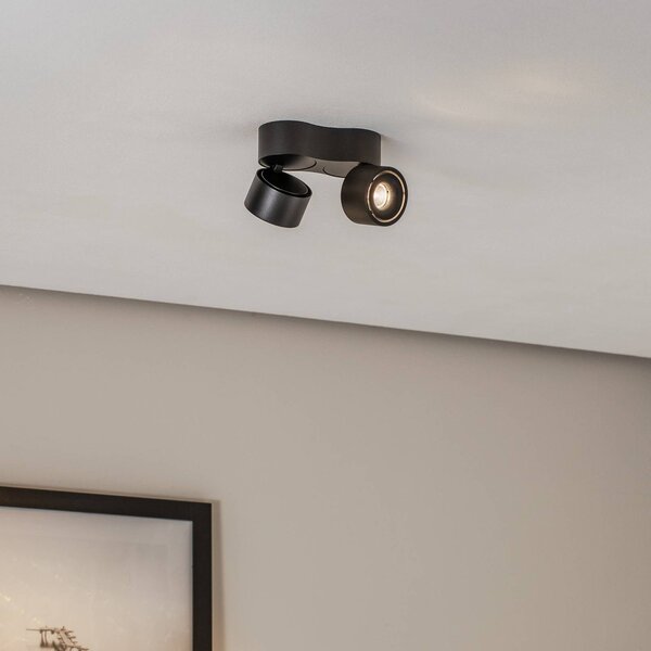 Arcchio Faretto da soffitto LED Rotari, 1240 lm, a 2 luci, nero Rotari Arcchio, dimmerabile, Nero, Soggiorno / Sala da pranzo, Alluminio, Moderno