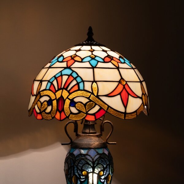 Brilagi - Lampada da tavolo in vetro Tiffany MIRABELLA 1xE27/60W/230V + 1xE14/40W