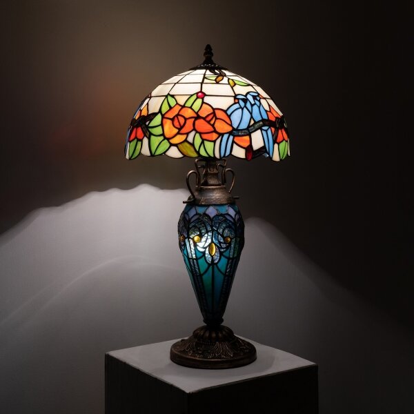 Brilagi - Lampada da tavolo Tiffany in vetro colorato JUNGLE 1xE27/60W/230V + 1xE14/40W