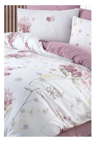 Biancheria da letto bianca/rosa per letto matrimoniale/per letto prolungato con lenzuolo incluso/4 pz 200x220 cm Floral – Mila Home