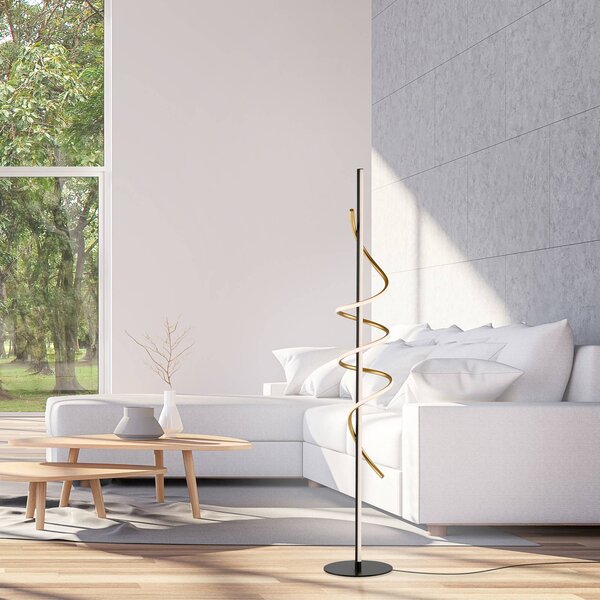 JUST LIGHT. GmbH Lampada da terra a LED Emanda, dimmerabile, Nero, Soggiorno / Sala da pranzo, Metallo, Moderno, Lampada LED da terra