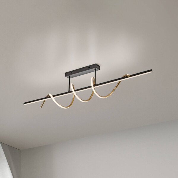 JUST LIGHT. GmbH Plafoniera a LED Emanda, dimmerabile, Nero, Soggiorno / Sala da pranzo, Metallo, Moderno, Plafoniera LED