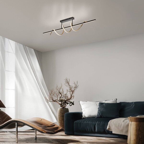JUST LIGHT. GmbH Plafoniera a LED Emanda, dimmerabile, Nero, Soggiorno / Sala da pranzo, Metallo, Moderno, Plafoniera LED