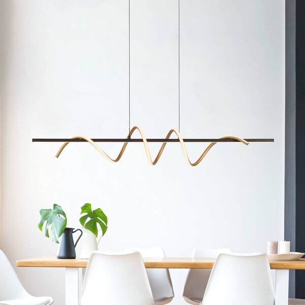 JUST LIGHT. GmbH Lampada a sospensione Emanda LED, ferro, ottone nero Emanda, dimmerabile, Nero, Soggiorno / Sala da pranzo, Metallo, Moderno