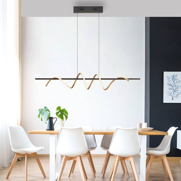 JUST LIGHT. GmbH Lampada a sospensione Emanda LED, ferro, ottone nero Emanda, dimmerabile, Nero, Soggiorno / Sala da pranzo, Metallo, Moderno