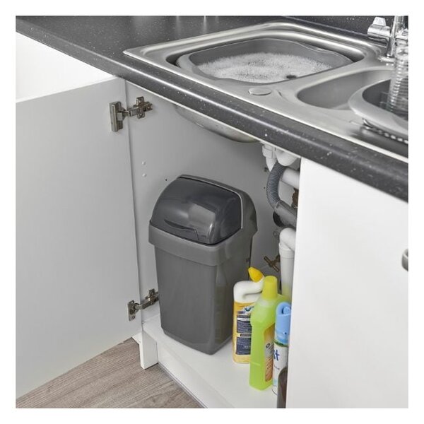 Cestino Roll Top grigio, 22,5 x 23 x 42,5 cm - Addis